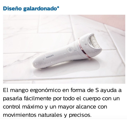 Imagen 3 de 10 de Depiladora Philips Inalámbrica + 7 Accesorios Bre730