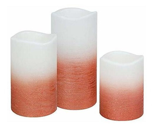 Velas De Cera Led Con Pilas Lumabase 26303, Oro Rosa Y Blanc