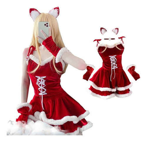 Sexy Rojo Navidad Vestido Cosplay Maid Traje