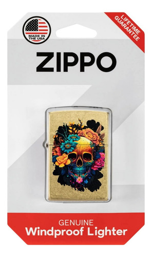 Encendedor Zippo Modelo 48267 Calavera Y Flores Skull Desing