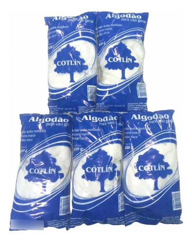 Kit 5 Pacotes Algodão Alvejado Cotlin Geral 100g (cada) Cor Branco