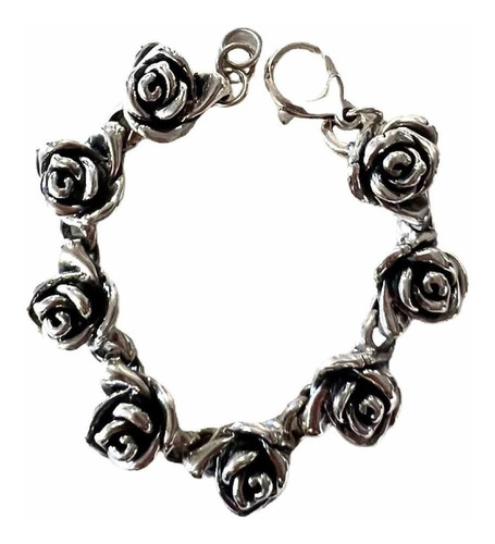 Pulsera Rosa Inflada De Plata 925