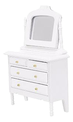 Casa De Muñecas Miniatura De Madera Blanca Cómoda 1/12