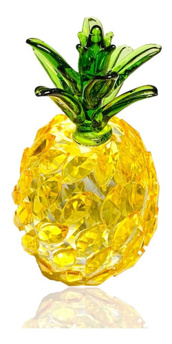 Figura De Vidrio Piña Piedra Amarilla Cristal Caja Regalo