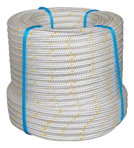 Cordas Pampa NR18 12mm corda rapel poliamida cor branca com fio amarelo 50m