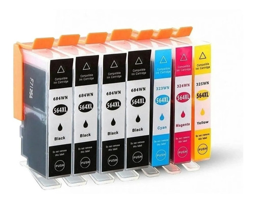 Kit Com 7 Cartuchos De Tinta 564xl Para Photosmart B210 B209