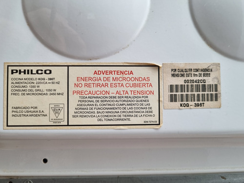 Microondas Philco C/ Grill Blanco Excelente Estado Liquido! (Usado)