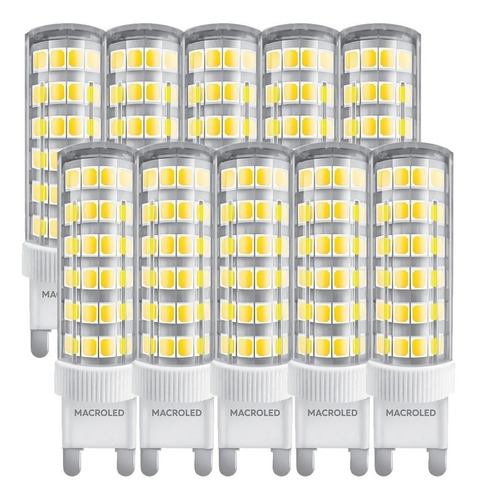 Pack X 10 Lamparas Bipin Led G9 220v 6w 570lm Calida Dimeriz