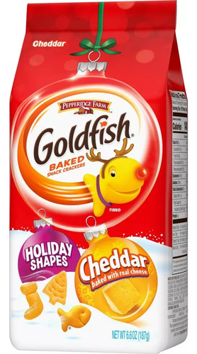 Pepperidge Goldfish Galletas Pescaditos Navidad Cheddar 187g