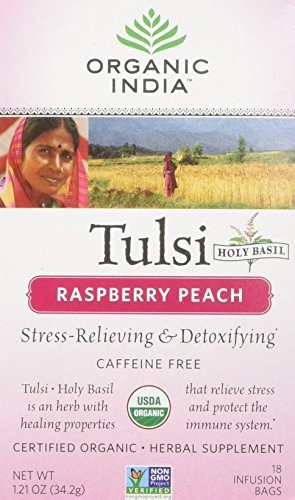 Orgánica India Ee.uu. - Tulsi Frambuesa Melocotón Té, 18 Bol