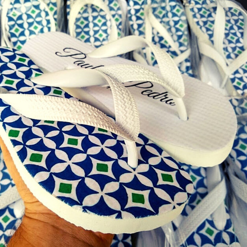 Imagem 4 de 7 de Chinelos Personalizados Baratos Na 25 De Março Pattern Blue