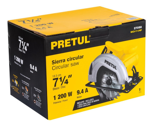 Sierra Circular Eléctrica Pretul Sici-7-1/4p 184mm 1200w