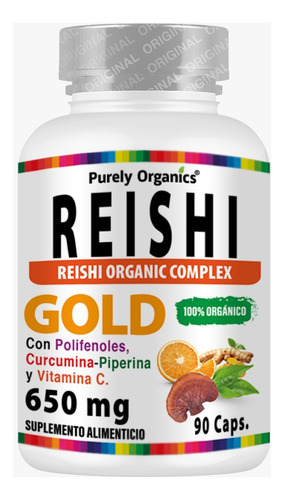 Reishi Gold 3 En 1. Suplemento Orgánico,  90 Cápsulas.