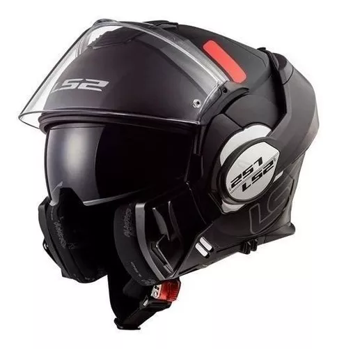 Casco para moto rebatible LS2 Valiant FF399 black y matt titanium prox  talle S