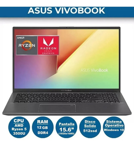 Notebook Asus Ryzen 5 Nueva 15 3500u 512 Ssd 12 Ram | Bde