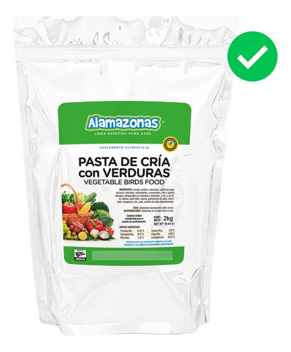 Kit 3 Pasta De Cría Con Verduras 2kg Canaries Alamazonas