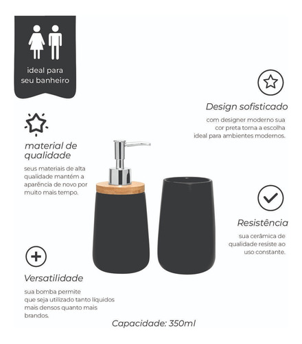 Conjunto De Banheiro 2 Peças Com Detalhe Em Bambu Mimo Style