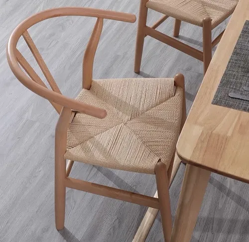 Silla Wishbone Con Asiento De Soga Ratan Natural - Nordico