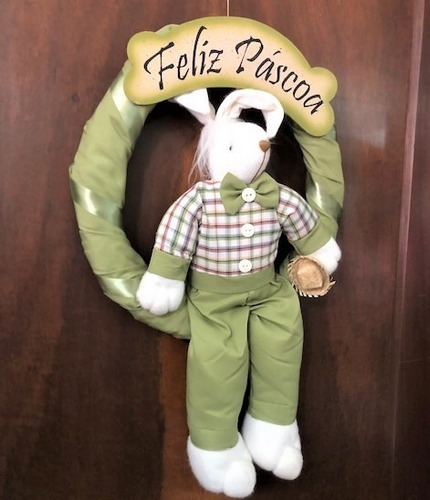 Imagem 1 de 7 de Guirlanda De Porta Coelho - Pascoa - 55cm