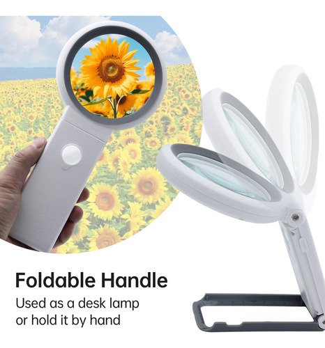 Lupa Portátil De 30x/10x Con Luz Led, Mango Plegable