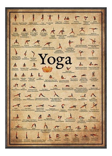 Vintage Style Yoga Poses Poster Decorative Drawing