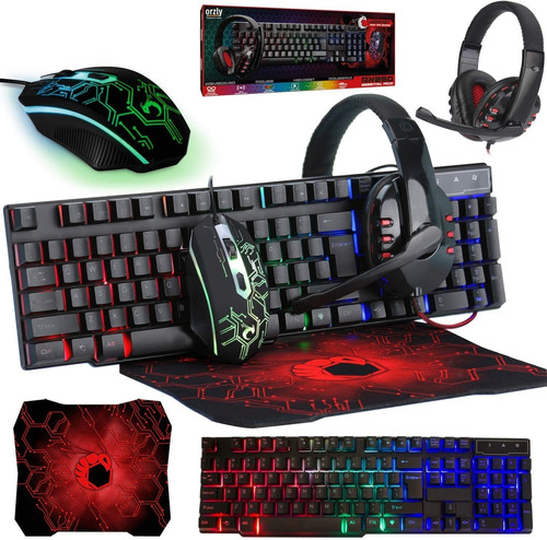 Gaming Keyboard And Mouse And Mouse Pad And Gaming Head...