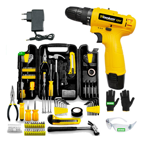 Parafusadeira Furadeira Bat 12v Titanium + Kit Dia Dos Pais