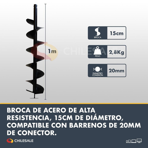 Barreno Hoyador Ahoyador Perforador Tierra 62cc + Broca 15cm