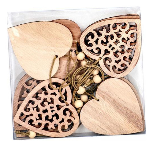 2 X 10 Unidades De Colgante De Madera En Forma De Corazón