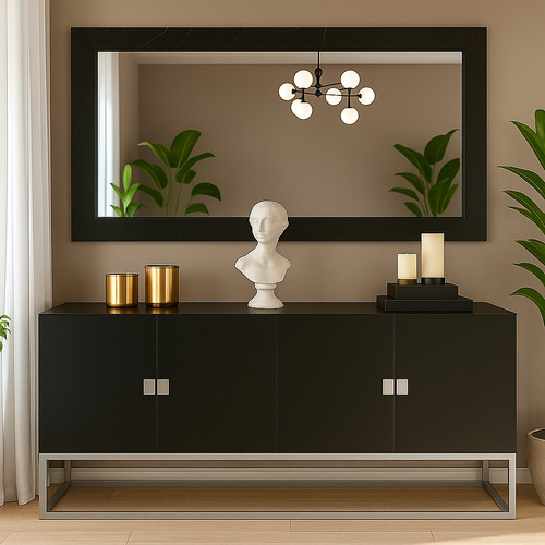 Bufetera Recibidor Credenza Multiusos Con Puertas Negro