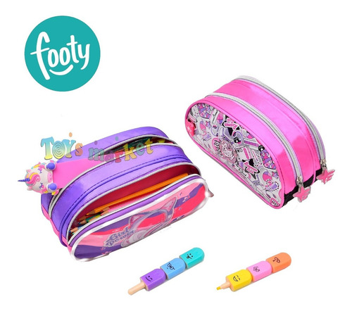 Imagen 4 de 7 de Cartuchera Footy Con Luces Led Luz Y Cierres Nene Nena