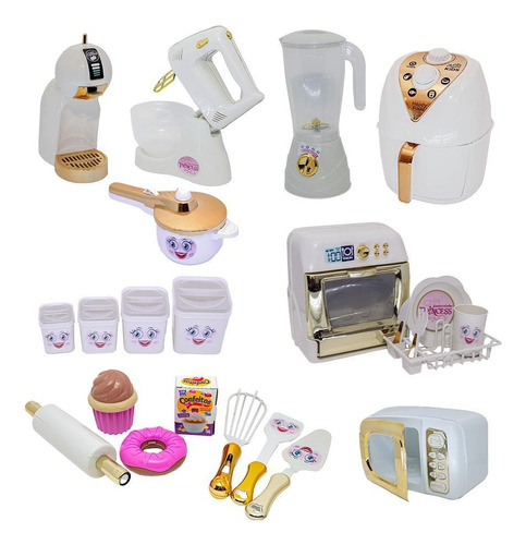 Kit Cozinha Princesa Doce Louça Panela Pressão Batedeira 23p