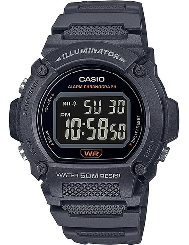 Reloj Casio W219 Cronómetro 50m Color Gris Oscuro