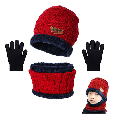 Juego De Gorro Y Bufanda De Invierno #3pcs For Niños De 5 A