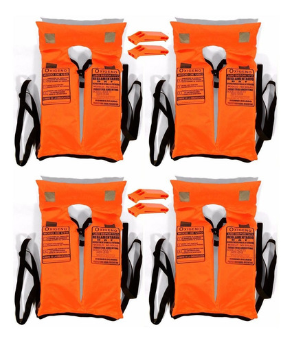 4 Chalecos Poncho + 4 Silbatos Reglamentario Nautico Oferta