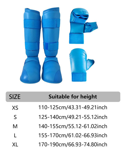 Equipo De De Karate, Guantes De Boxeo, Espinilleras, Azul S