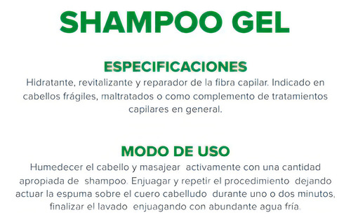 Shampoo En Gel Hidrosam Para Cabellos Frágiles X250ml