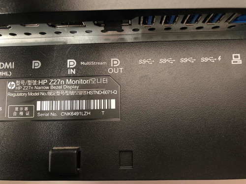 Monitor Hp Z27n 27 Pulgadas Narrow Bisel Qhd 2560x1440 (Usado)