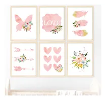 Comprar Set X6 Cuadros Infantiles Nórdicos Mariposas Flecha Shabby Chic Boho  Varias Medidas! 