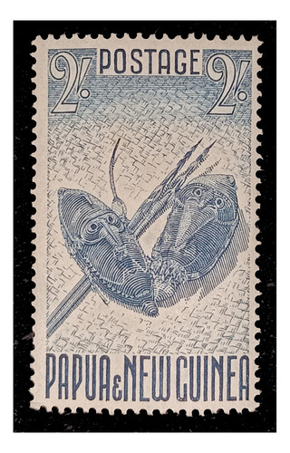 Papua Nueva Guinea 2 Shilling 1952 Máscaras Nv. Mint. Yv. 12