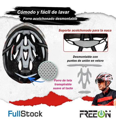 Casco De Bicicleta Con Lentes Tipo Montaña Fon400w Freeon Color Blanco Talla L