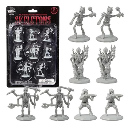 8 Mini Figuras De Esqueleto De Fantasia Sin Pintar, Todos Lo