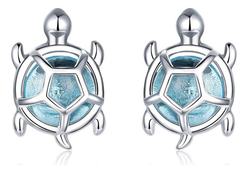 Lindos Pendientes Pequeños De Tortuga De Plata De Ley S925 Y