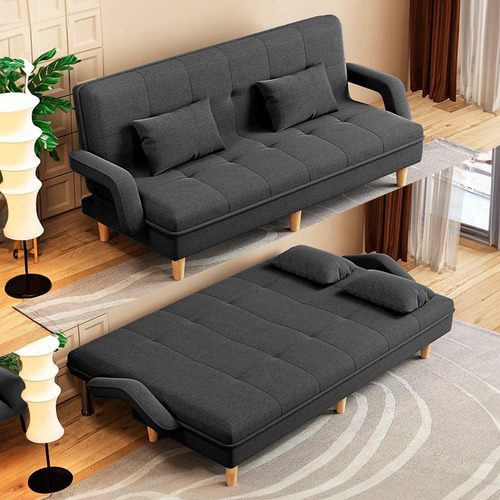 Sofá Cama 2 En 1 Plegable 120×100 Gris Oficina/depto