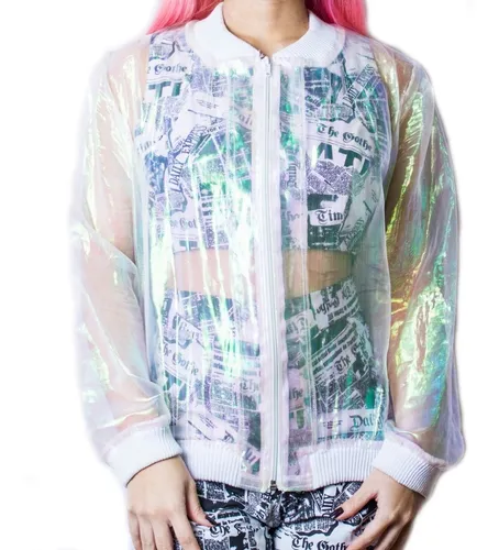 Bomber feminina store transparente