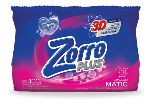 Detergente Polvo Zorro Clásico Be 400g
