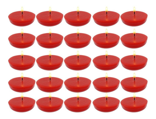 25 Velas Flotantes Color Rojo Aluzza