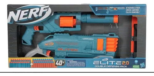 Nerf Élite 2.0 Doblé Defender Pack 2 Lanzadores + 40 Dardos