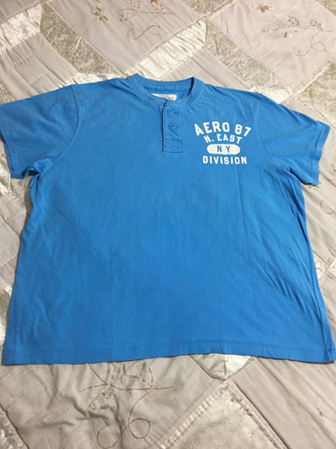 Aeropostale Playera Para Caballero Talla 2xl Azul-blanco