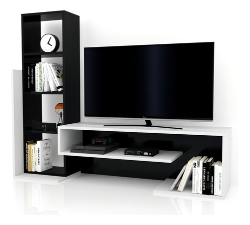 Centro De Entretenimientos Modular Mesa Para Lcd Led Laval Color Negro